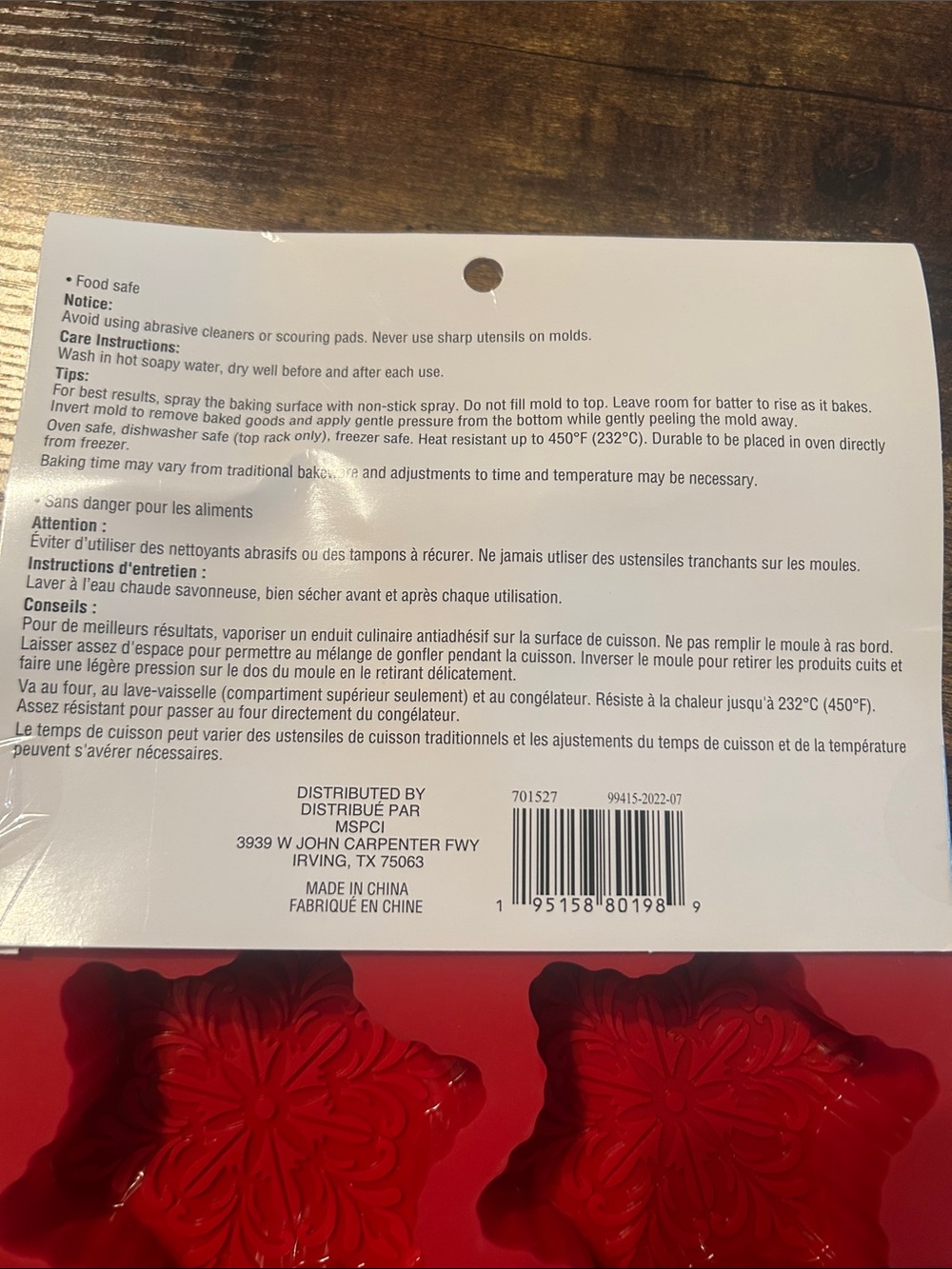 Celebrate It Red Snowflake Silicone Treat Tray - 6 Cavities - Picture 5 of 6